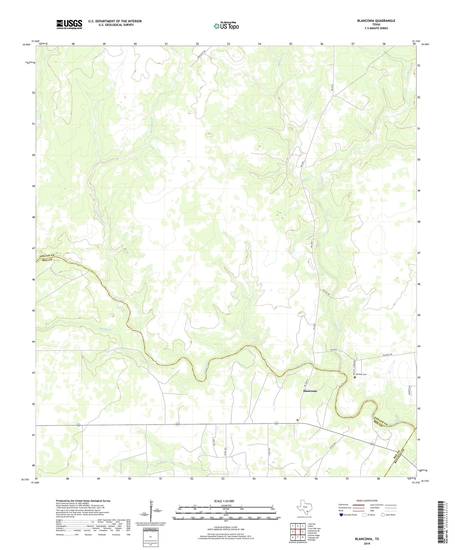 Blanconia Texas US Topo Map Image