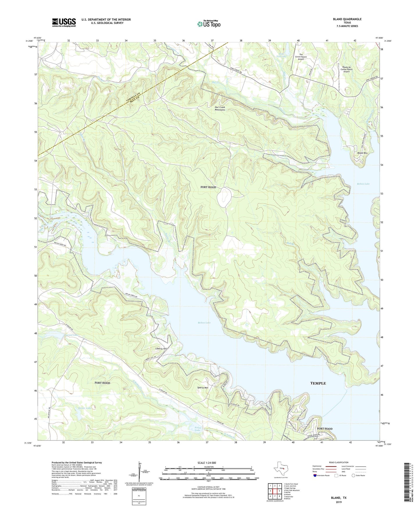 Bland Texas US Topo Map Image