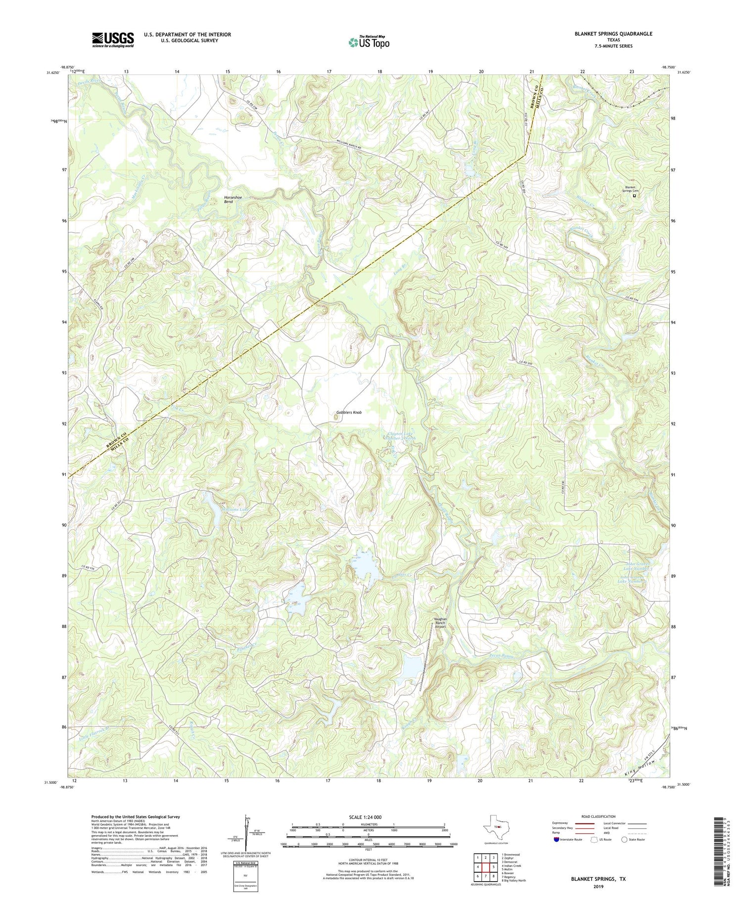 Blanket Springs Texas US Topo Map Image