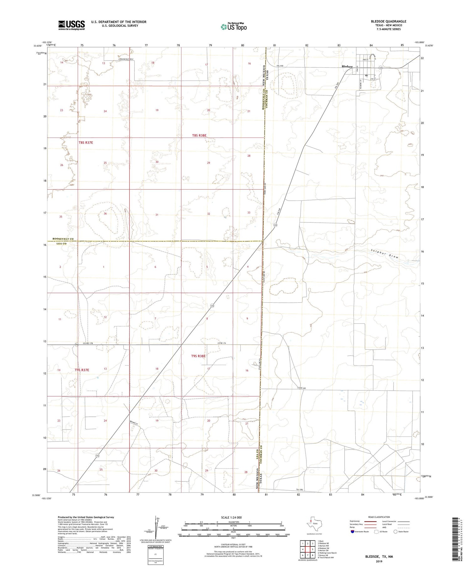 Bledsoe Texas US Topo Map Image