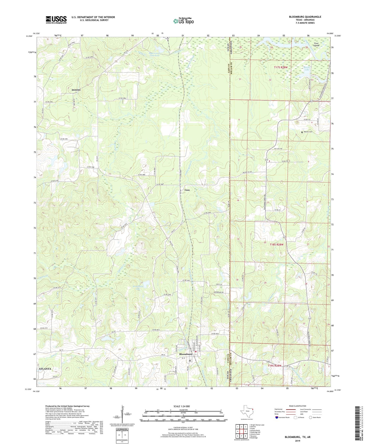 Bloomburg Texas US Topo Map Image
