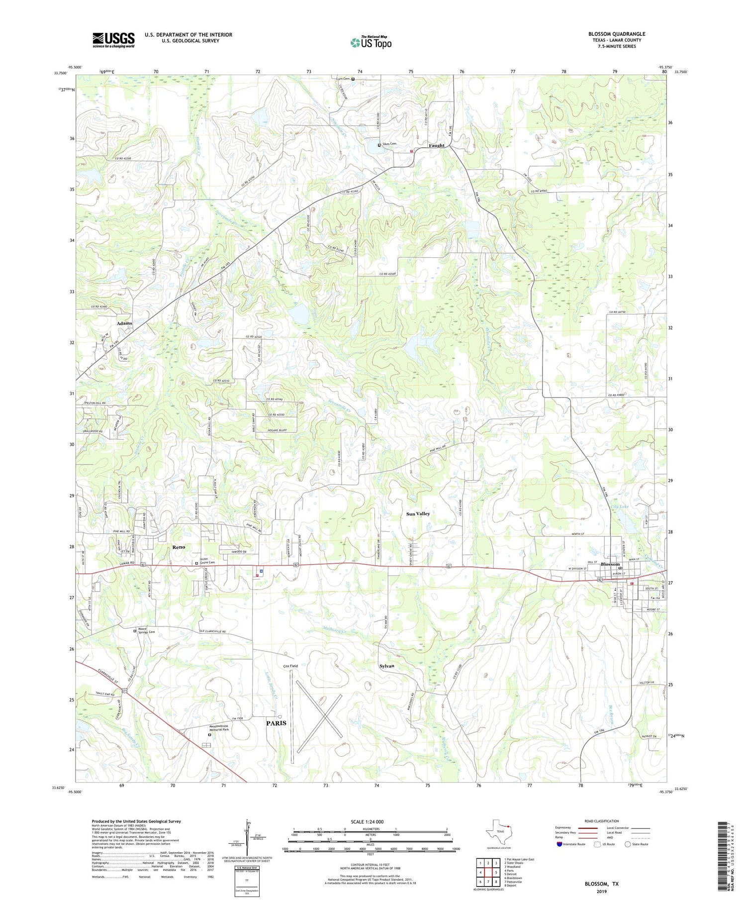 Blossom Texas US Topo Map Image