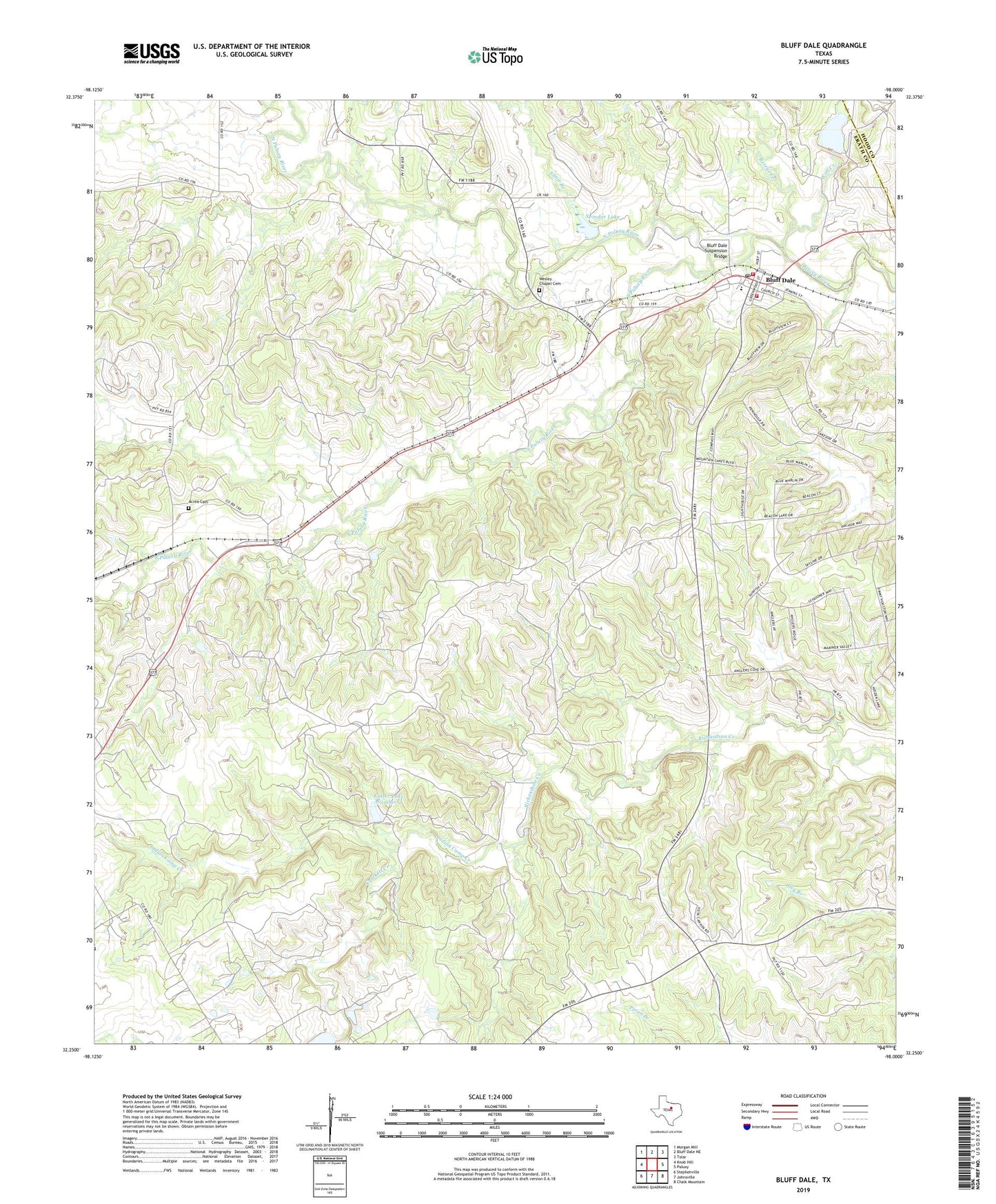 Bluff Dale Texas US Topo Map Image