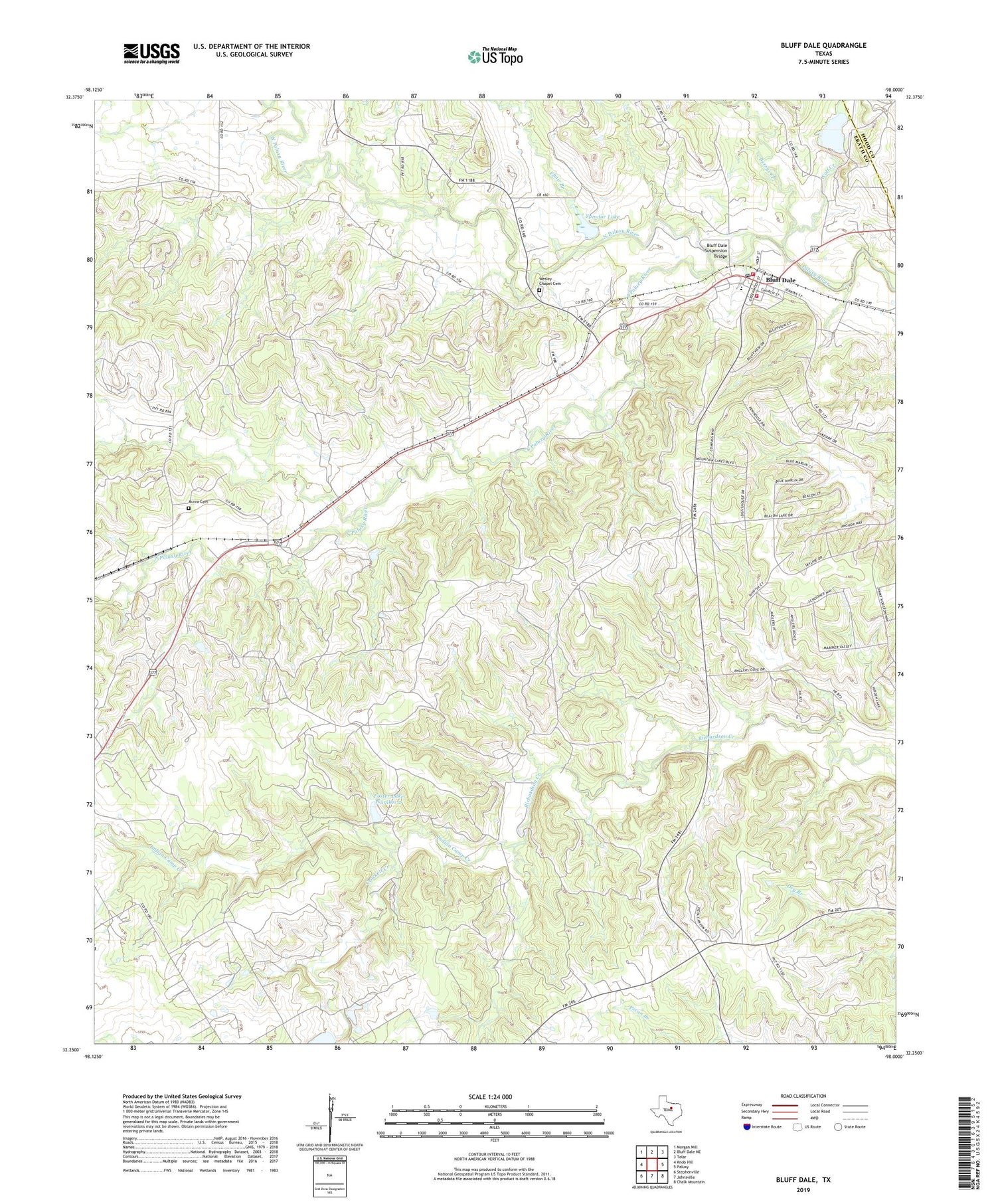 Bluff Dale Texas US Topo Map Image