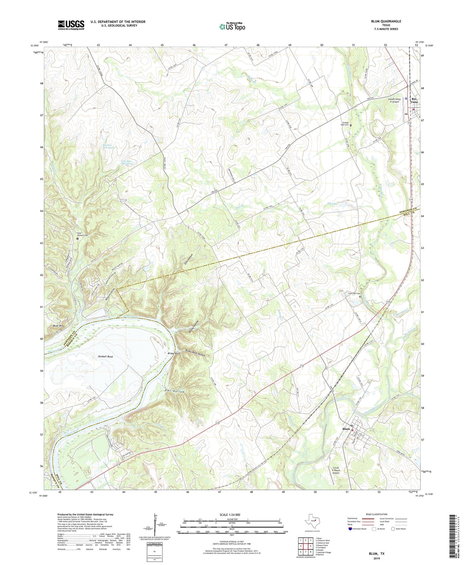 Blum Texas US Topo Map Image