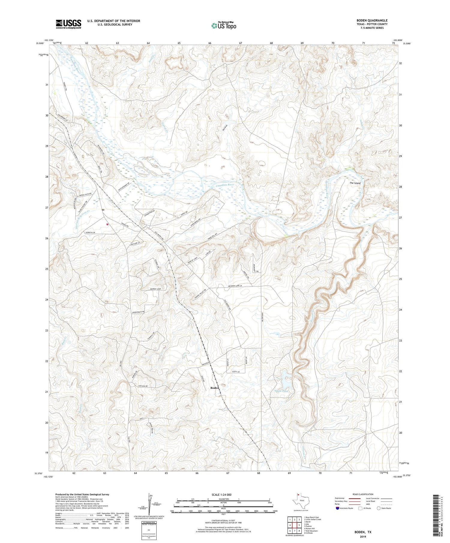 Boden Texas US Topo Map Image