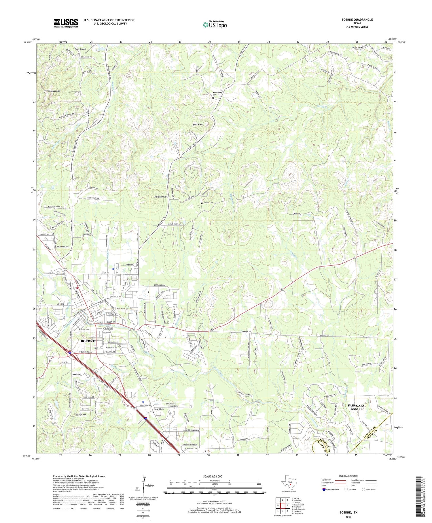 Boerne Texas US Topo Map Image