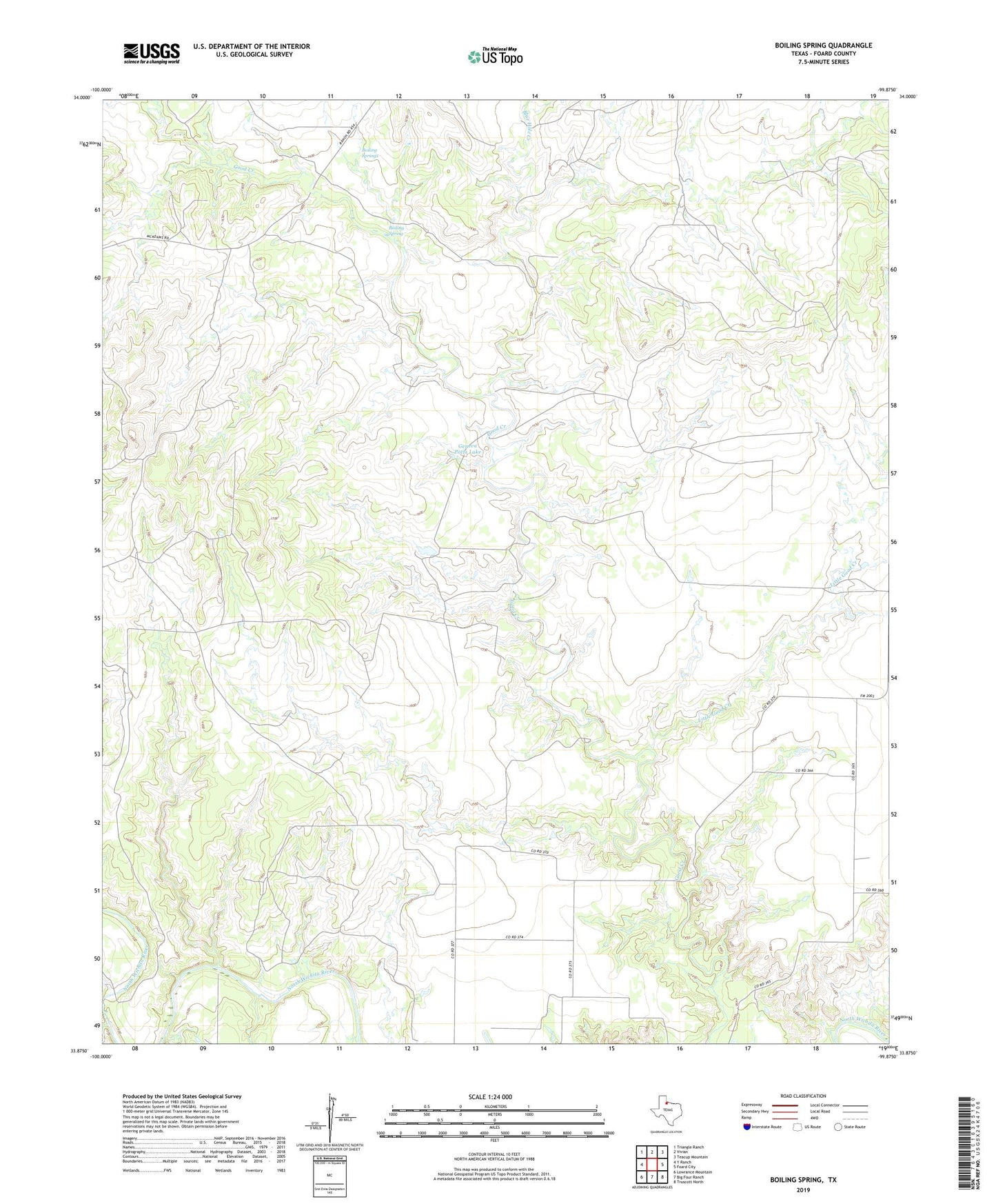 Boiling Spring Texas US Topo Map Image