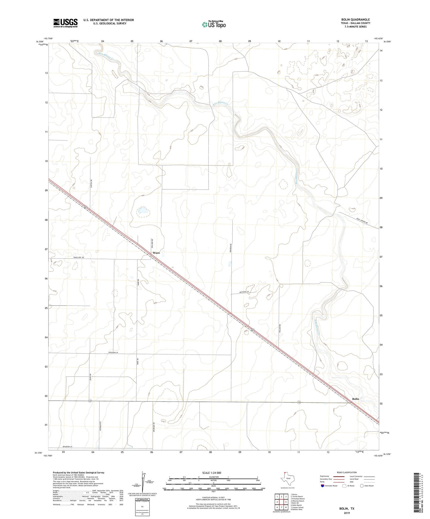 Bolin Texas US Topo Map Image