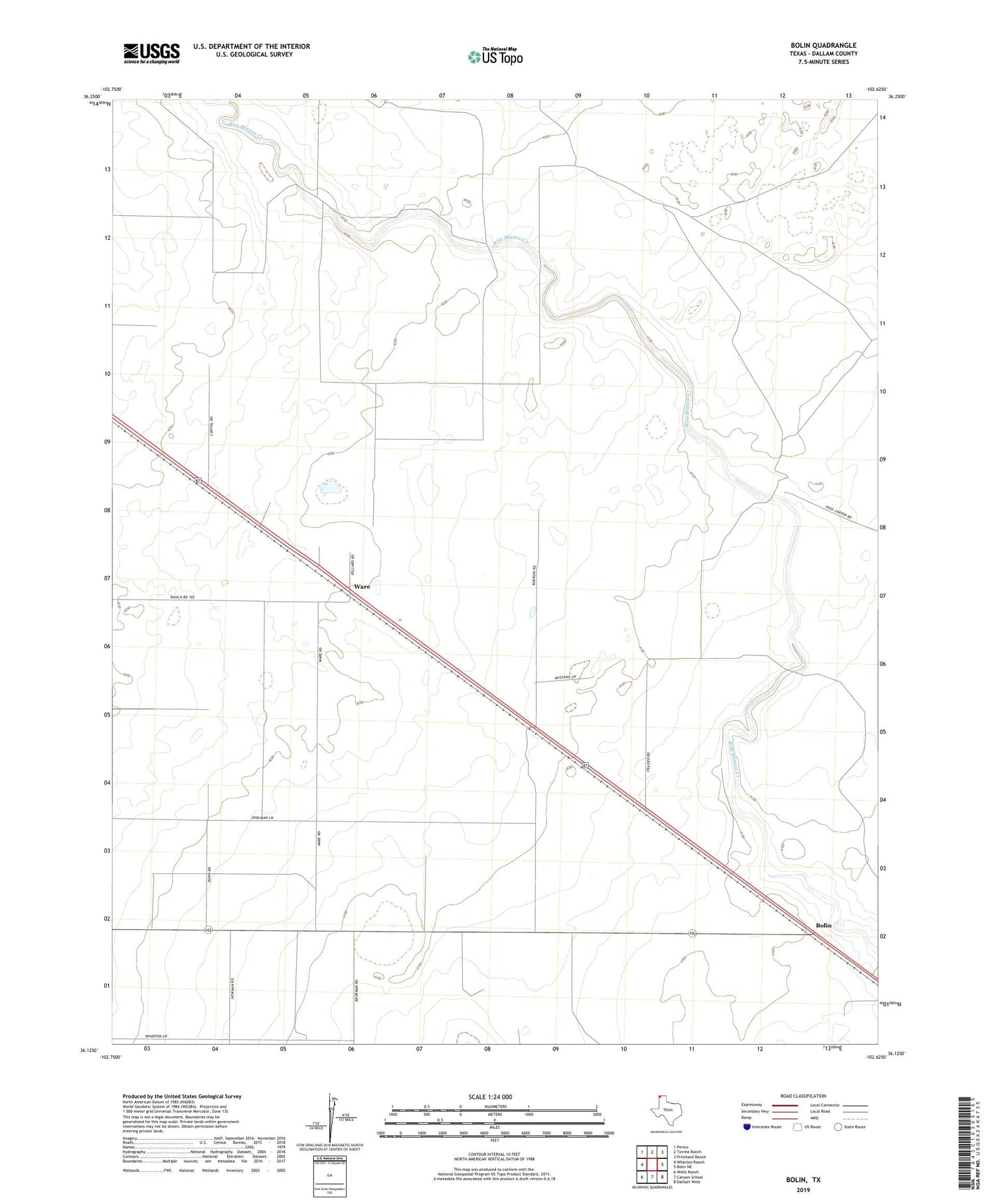 Bolin Texas US Topo Map Image
