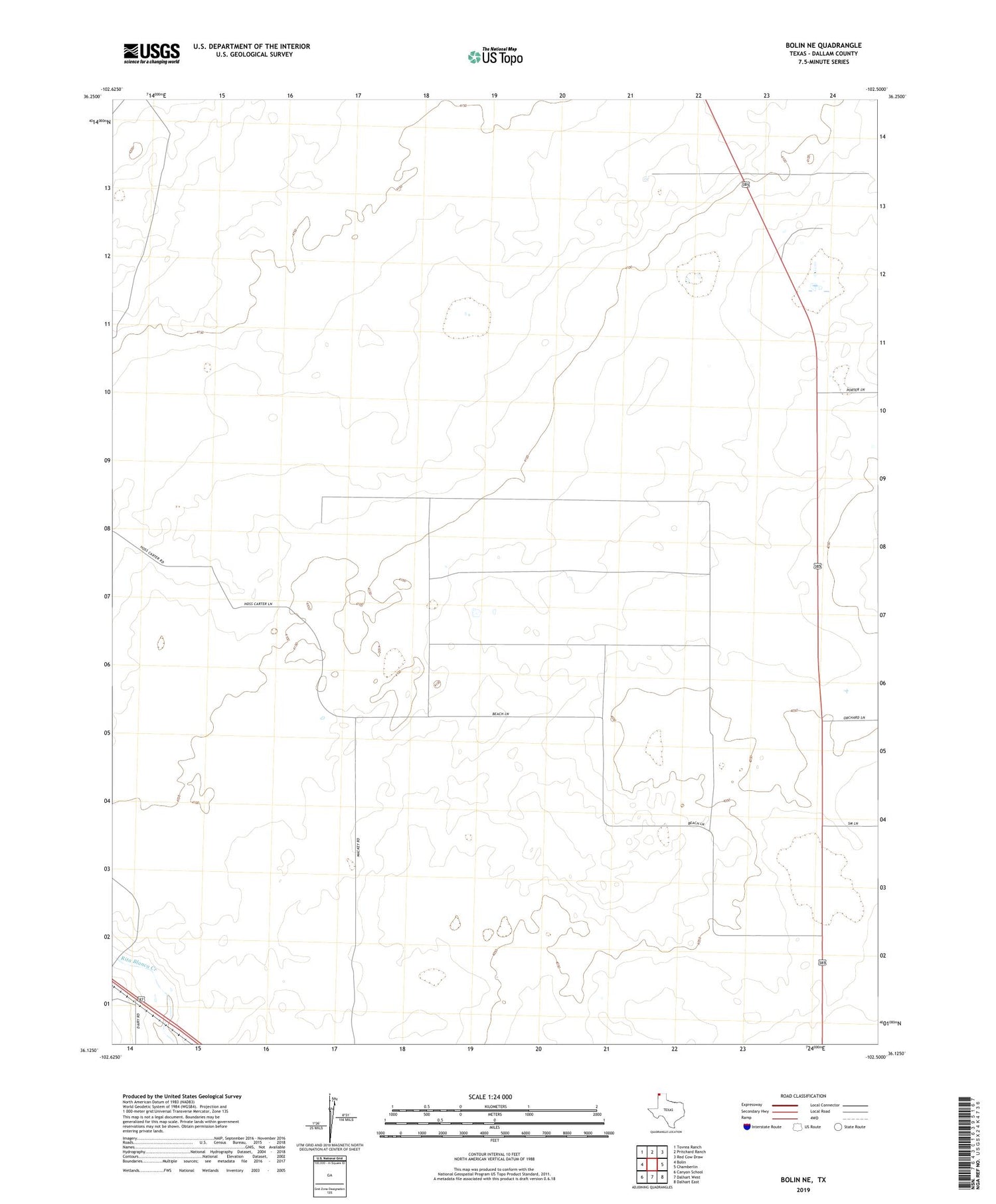 Bolin NE Texas US Topo Map Image