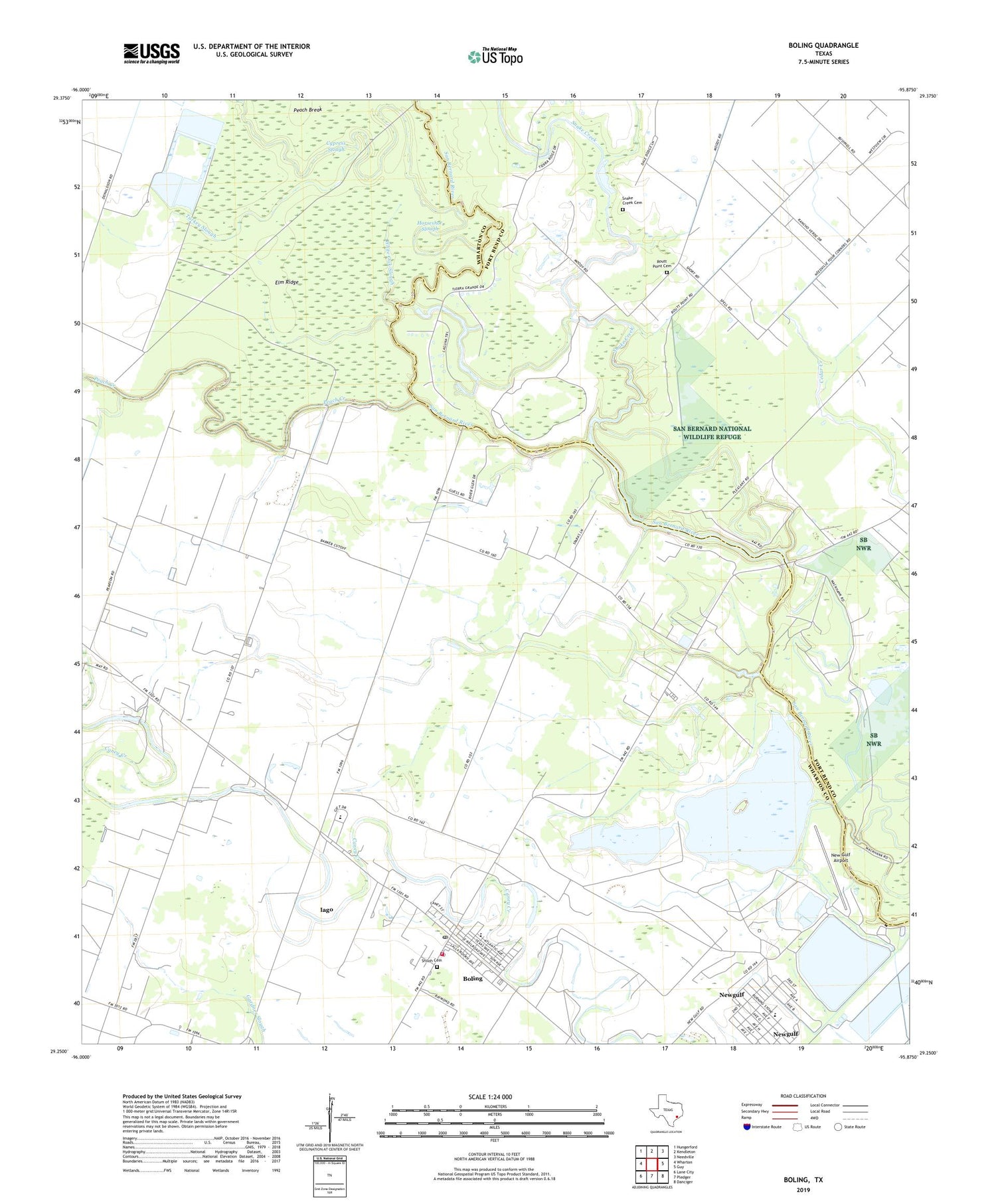 Boling Texas US Topo Map Image