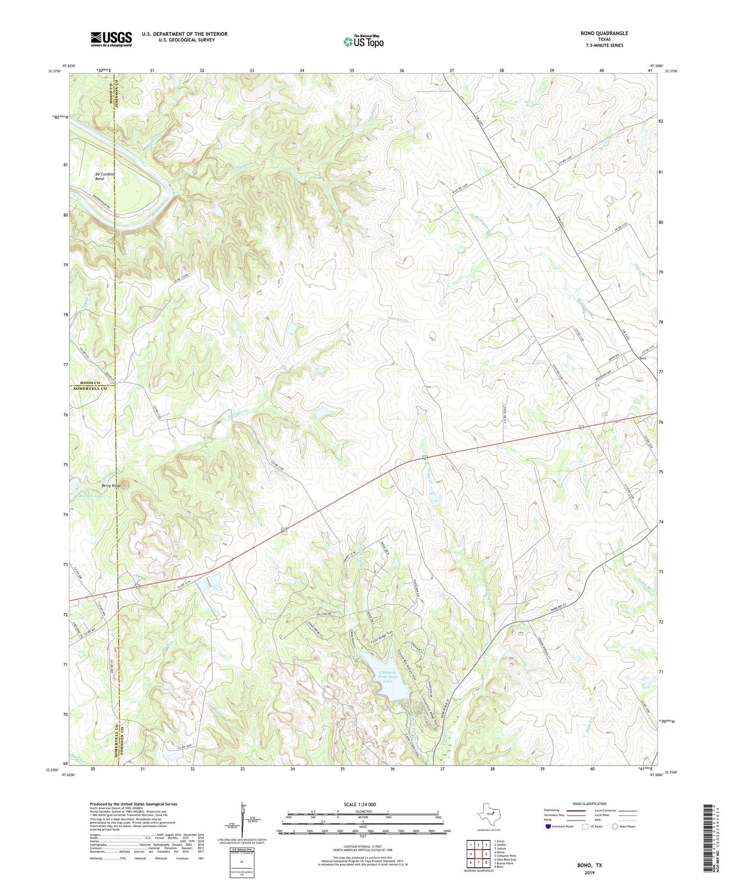 Bono Texas US Topo Map Image