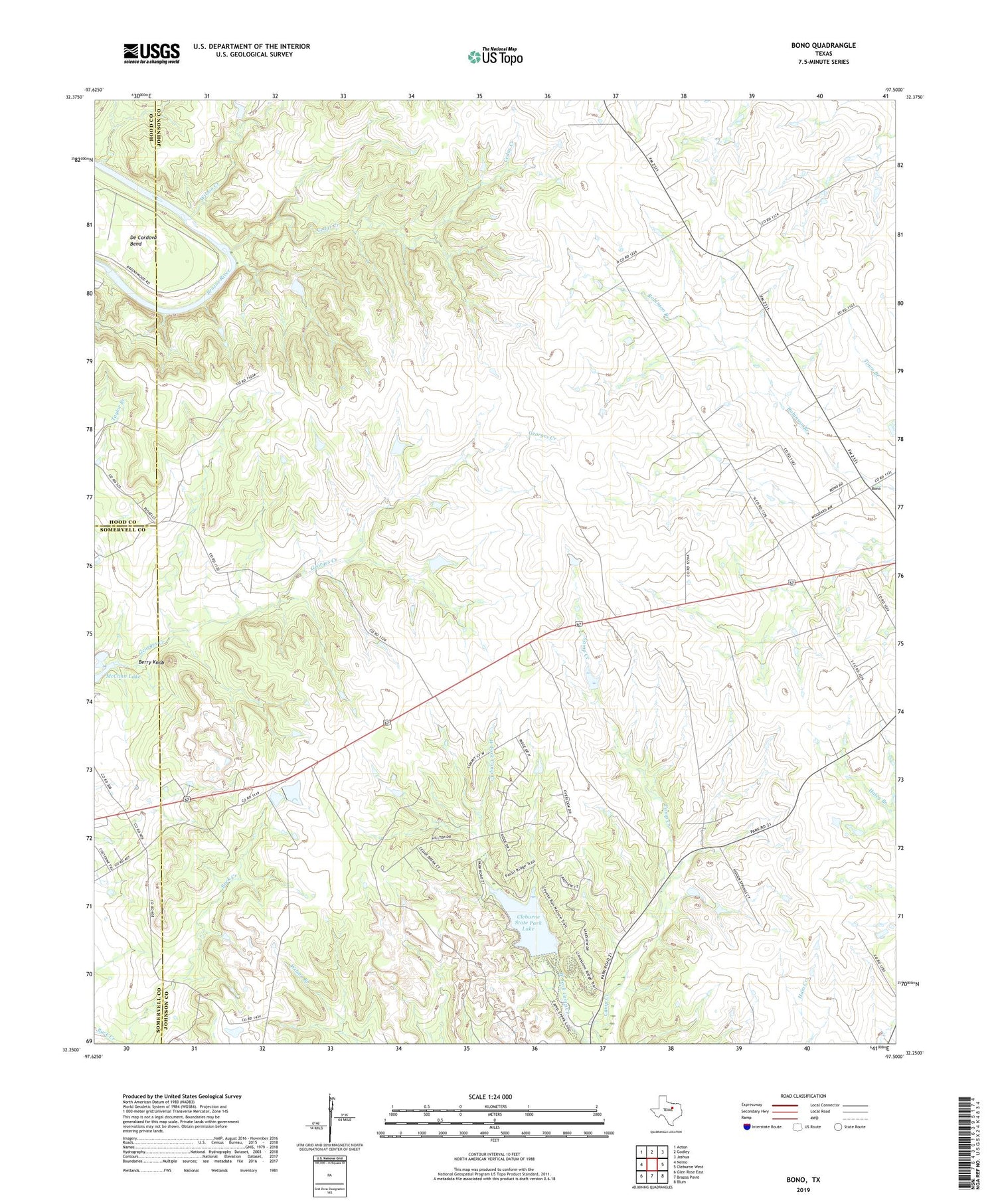 Bono Texas US Topo Map Image