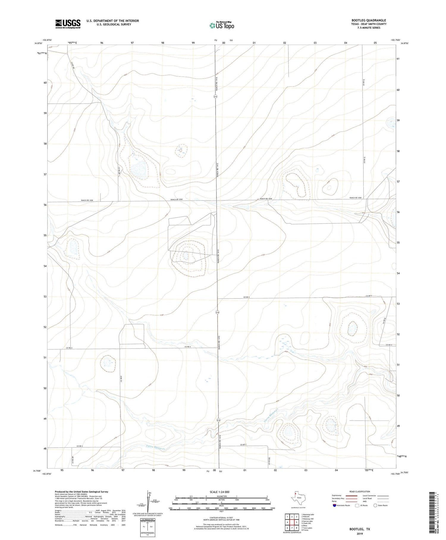 Bootleg Texas US Topo Map Image
