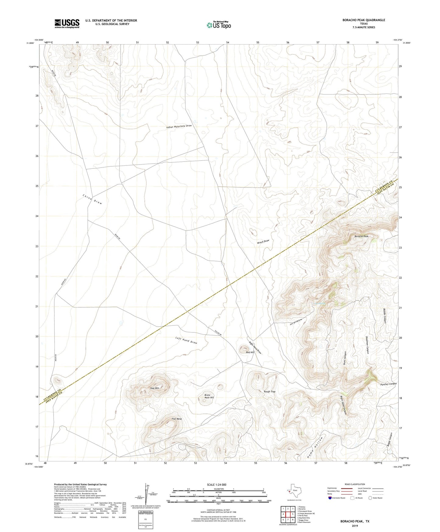 Boracho Peak Texas US Topo Map Image