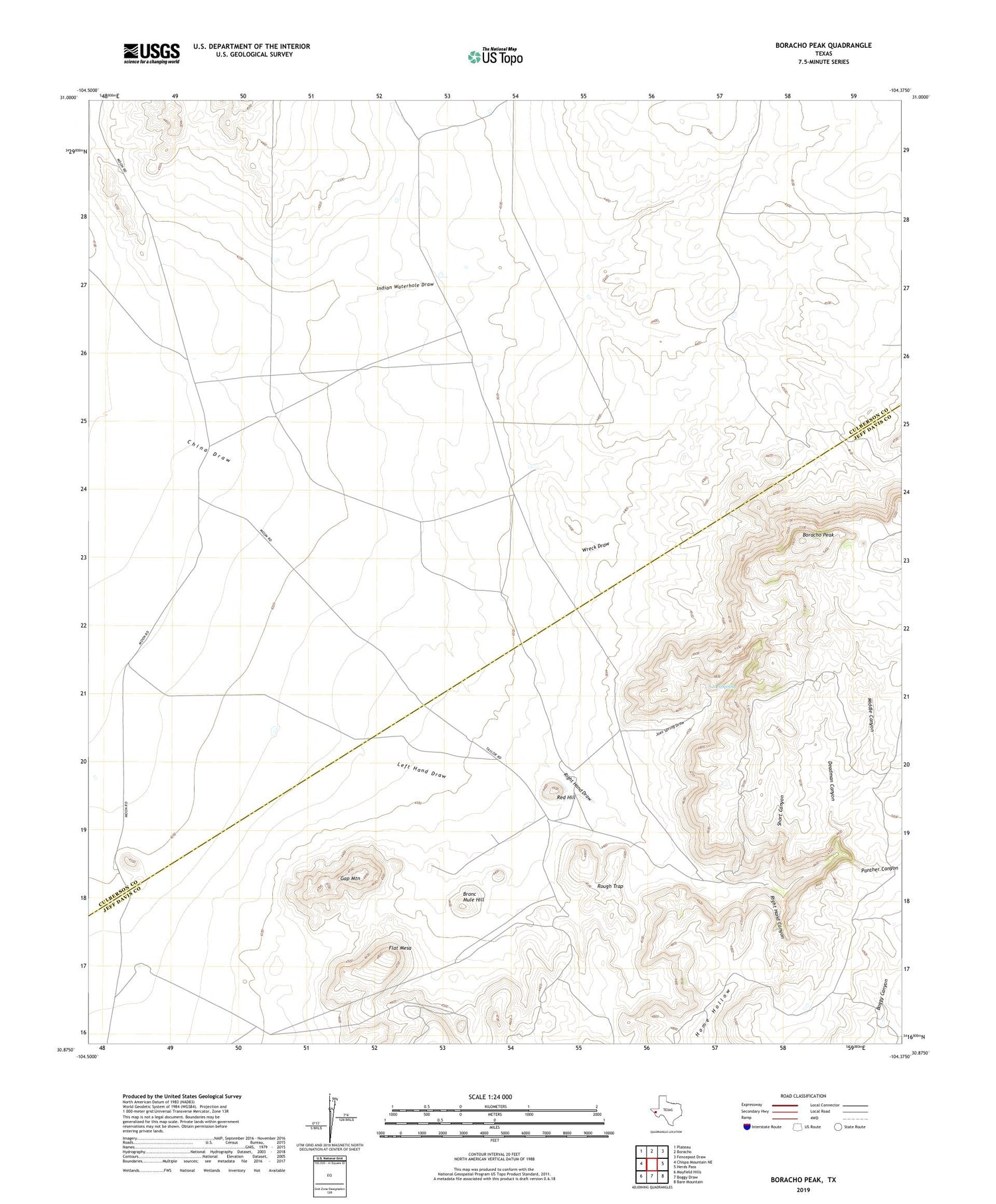 Boracho Peak Texas US Topo Map Image