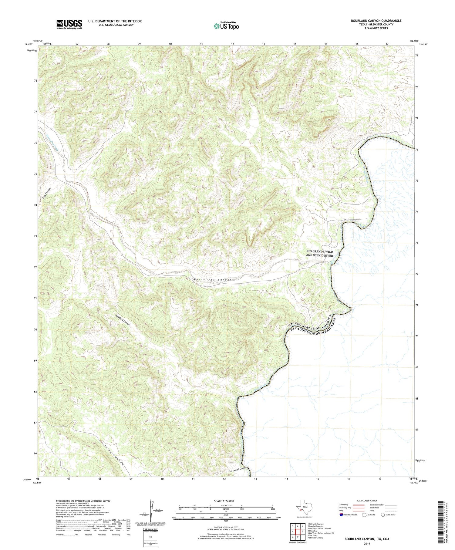 Bourland Canyon Texas US Topo Map Image
