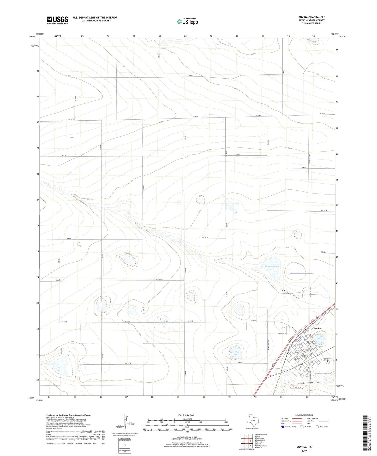 Bovina Texas US Topo Map Image