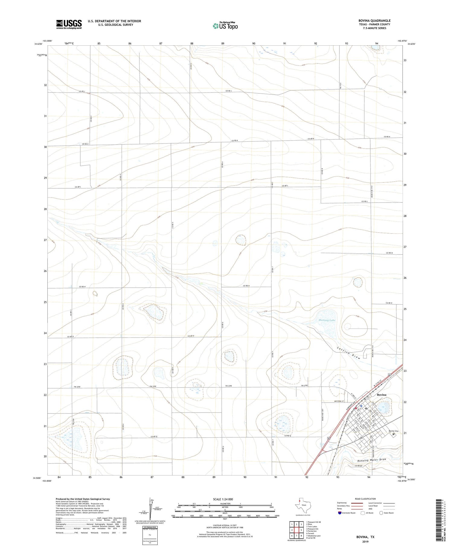 Bovina Texas US Topo Map Image