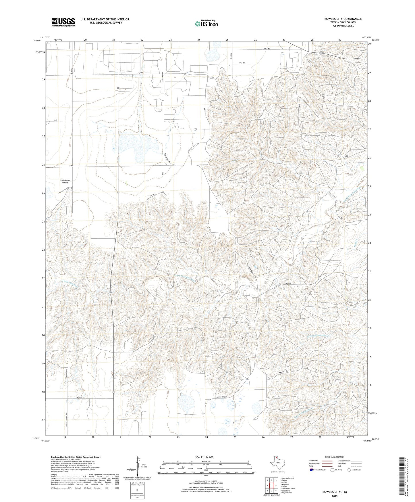 Bowers City Texas US Topo Map Image