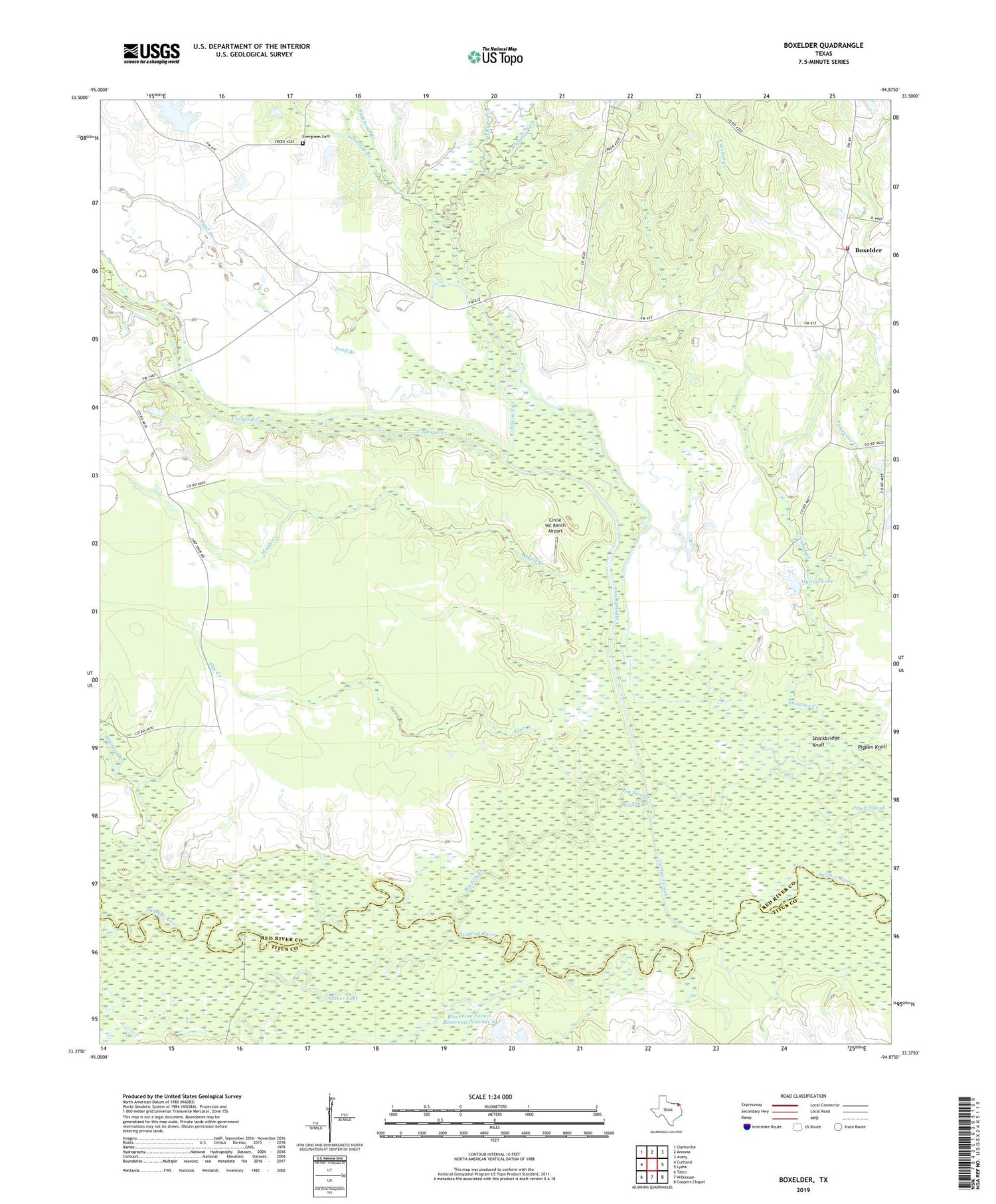 Boxelder Texas US Topo Map Image