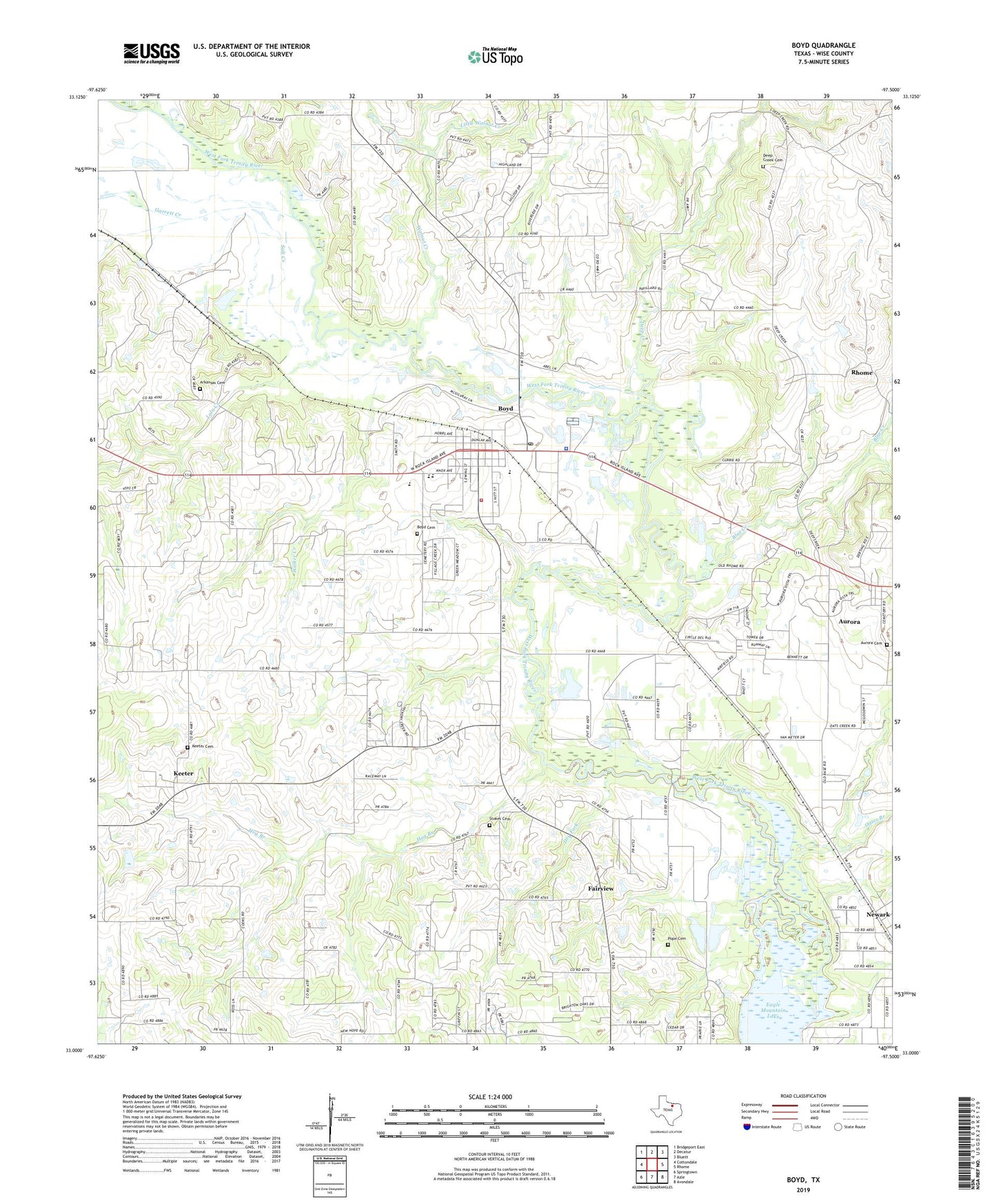 Boyd Texas US Topo Map Image