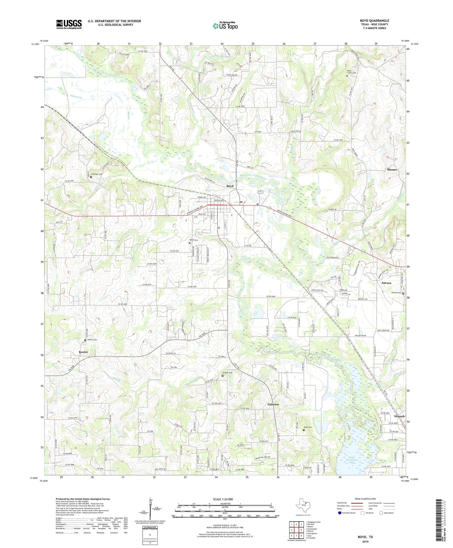 Boyd Texas US Topo Map Image