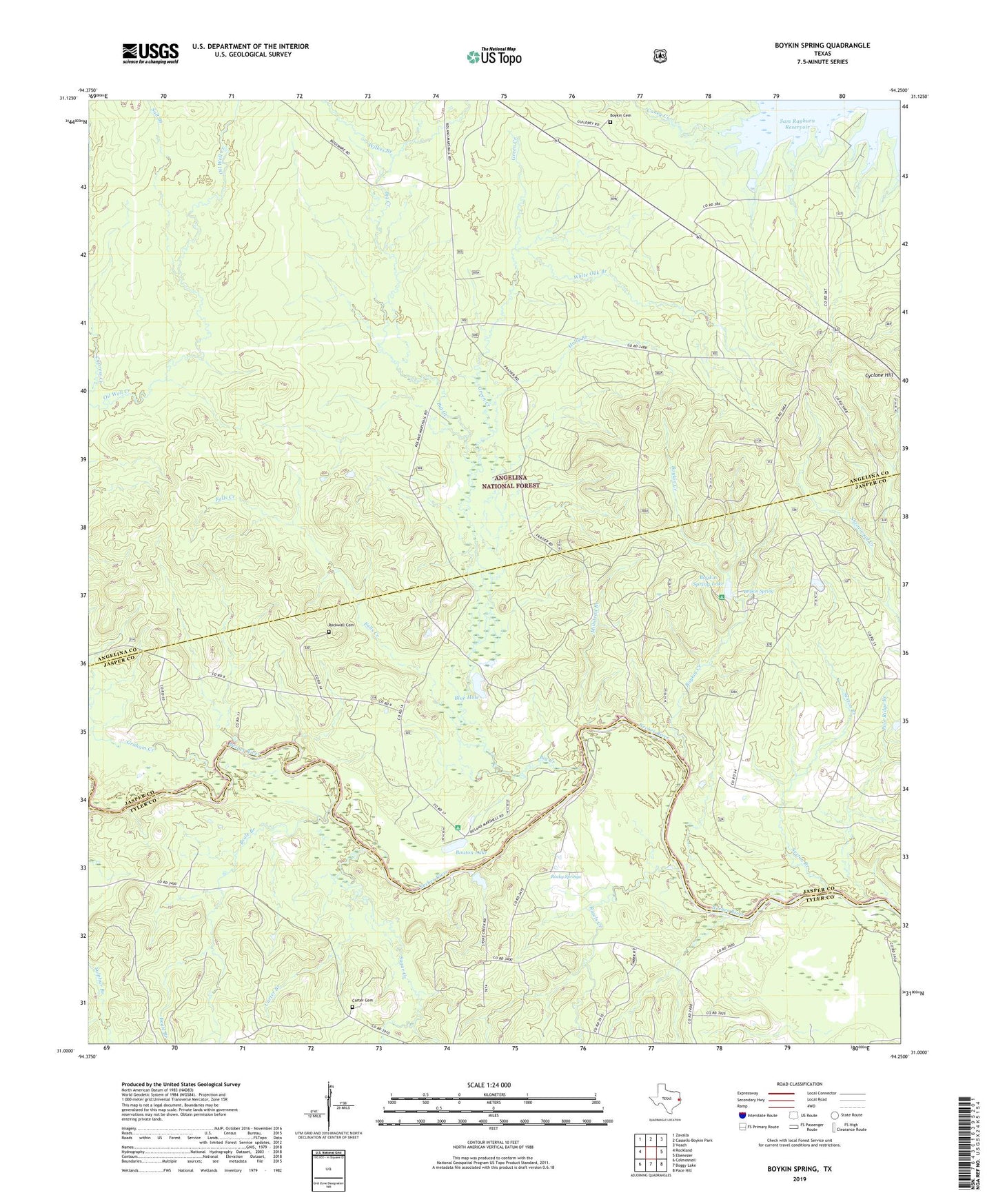 Boykin Spring Texas US Topo Map Image