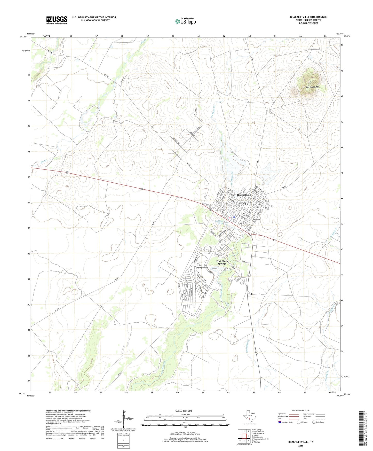 Brackettville Texas US Topo Map Image