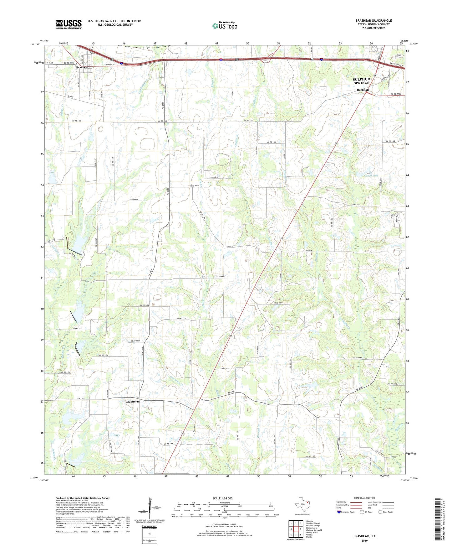Brashear Texas US Topo Map Image