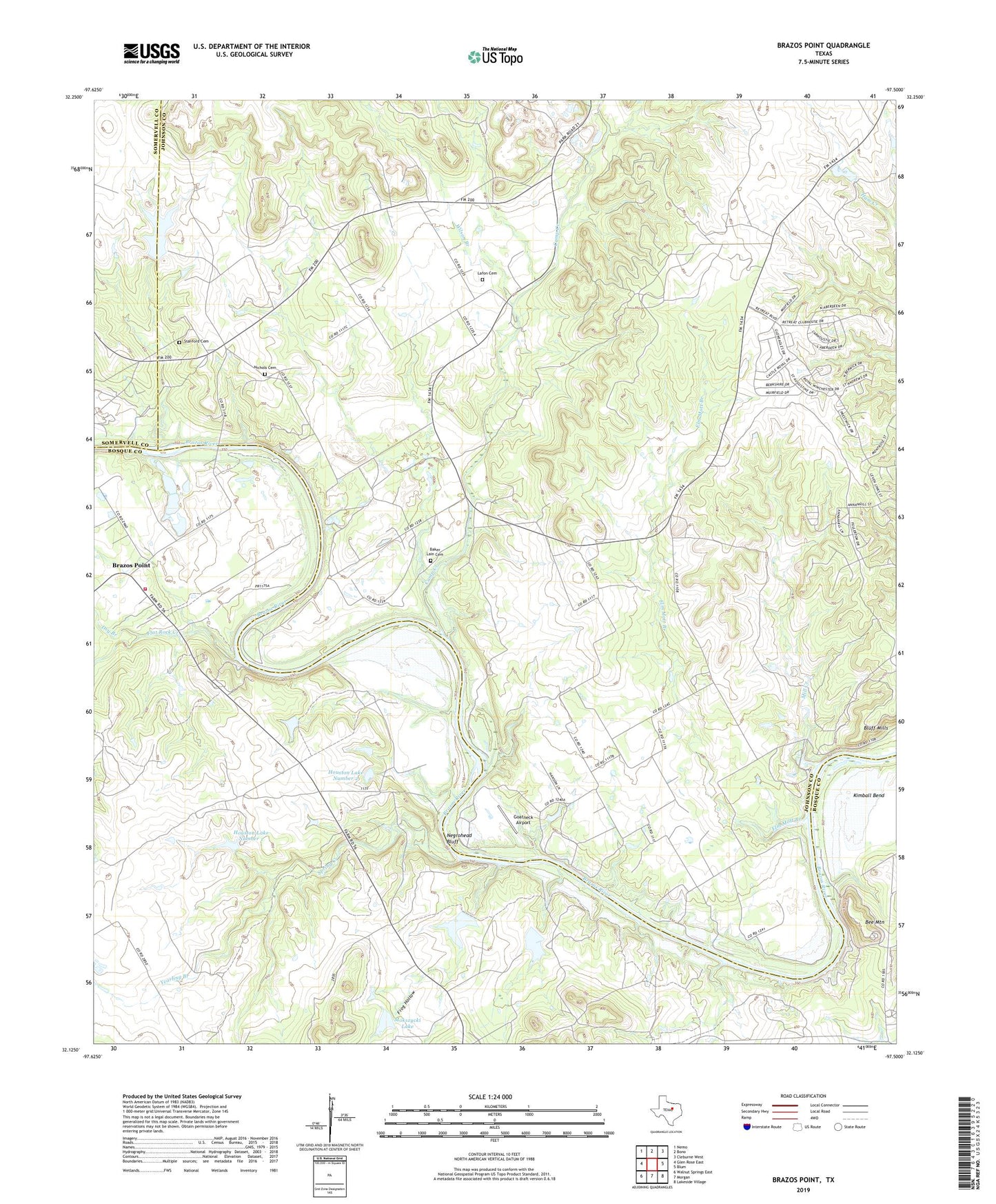 Brazos Point Texas US Topo Map Image