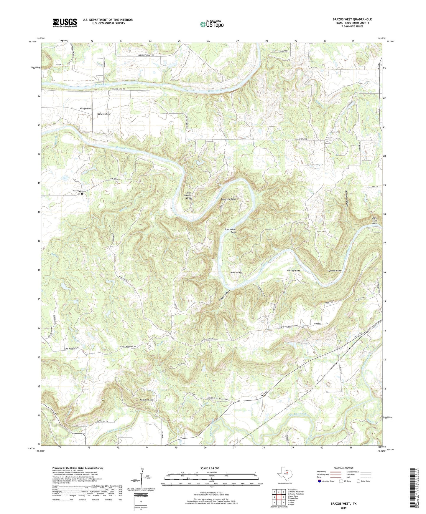 Brazos West Texas US Topo Map Image