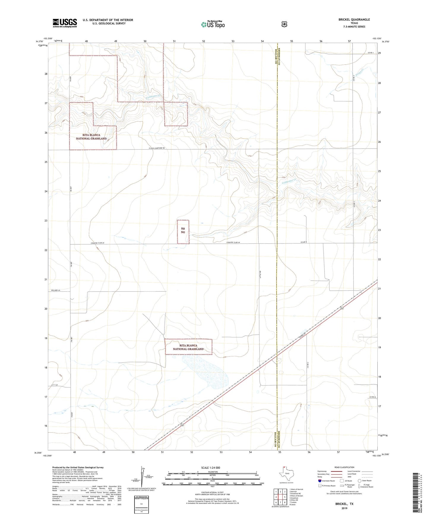 Brickel Texas US Topo Map Image