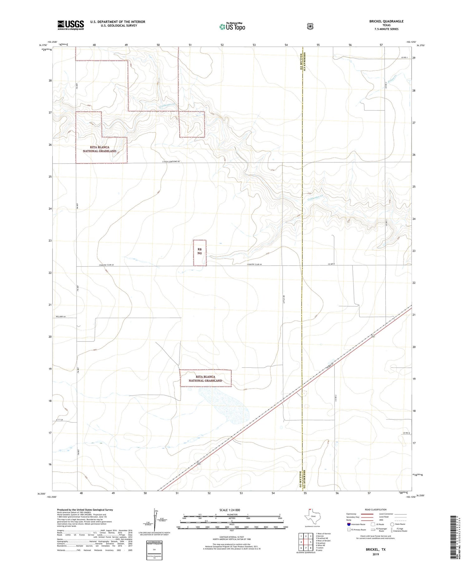 Brickel Texas US Topo Map Image