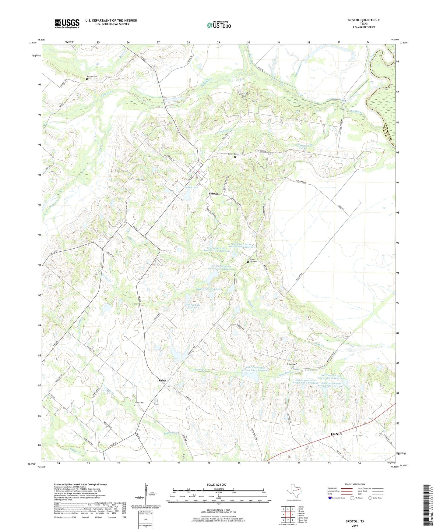 Bristol Texas US Topo Map Image