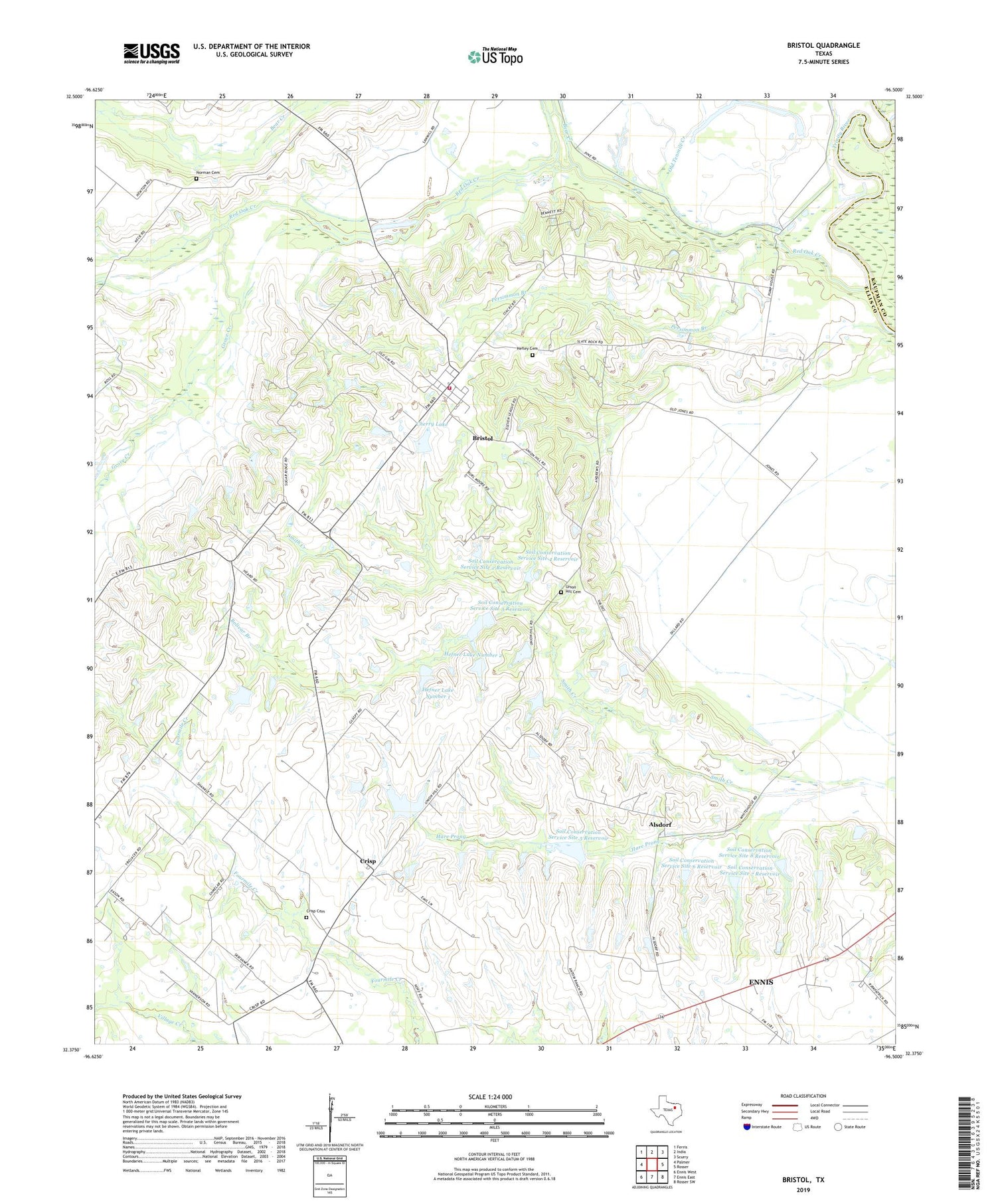 Bristol Texas US Topo Map Image