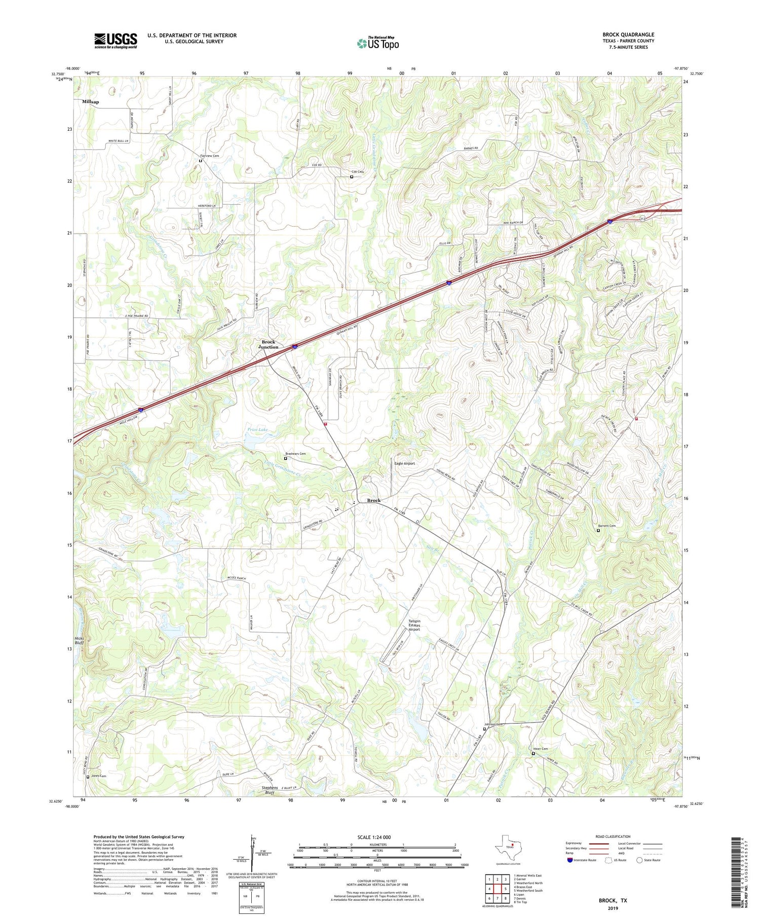 Brock Texas US Topo Map Image