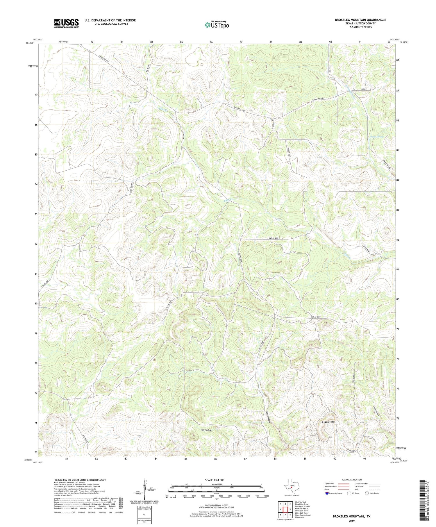 Brokeleg Mountain Texas US Topo Map Image