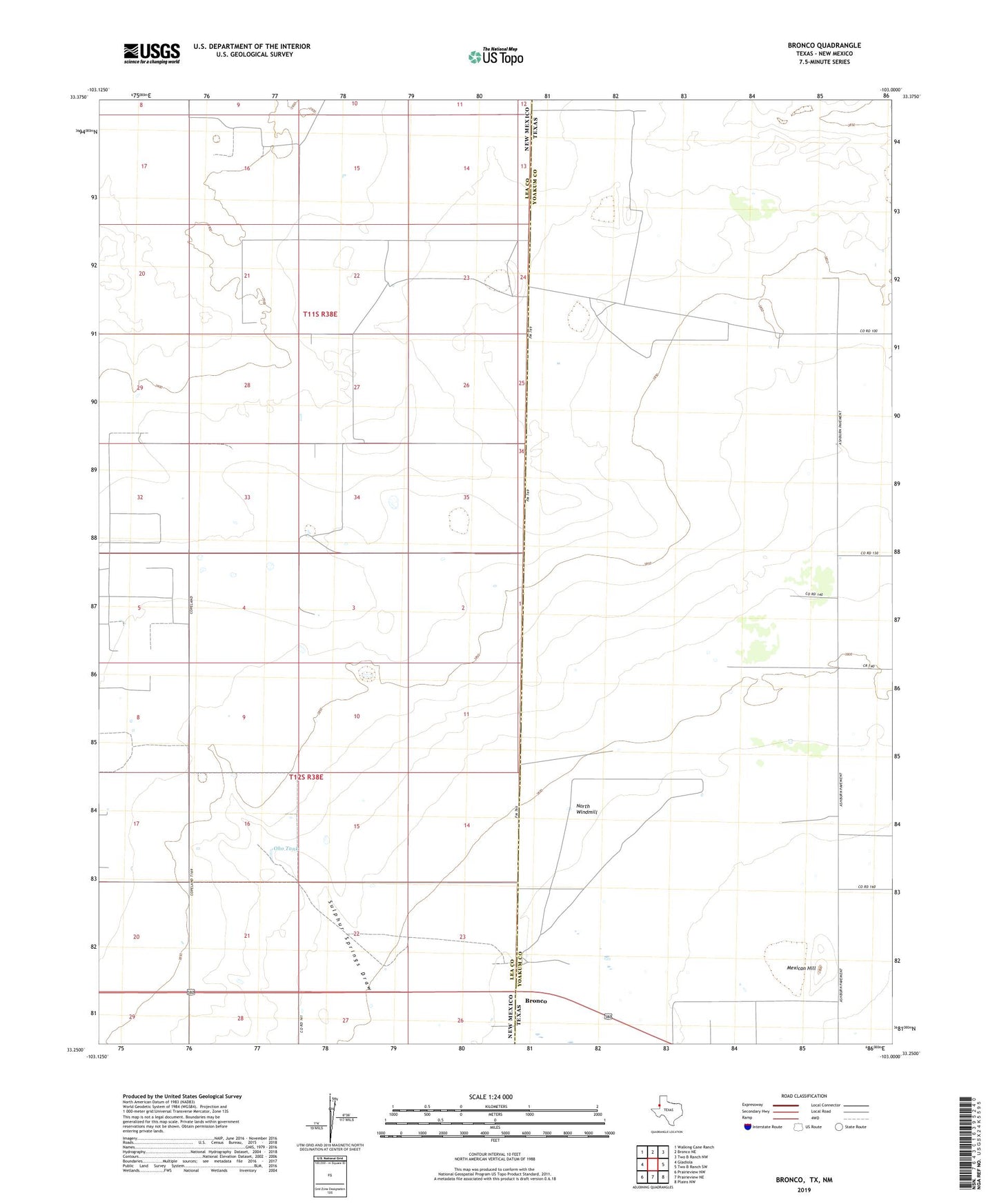 Bronco Texas US Topo Map Image