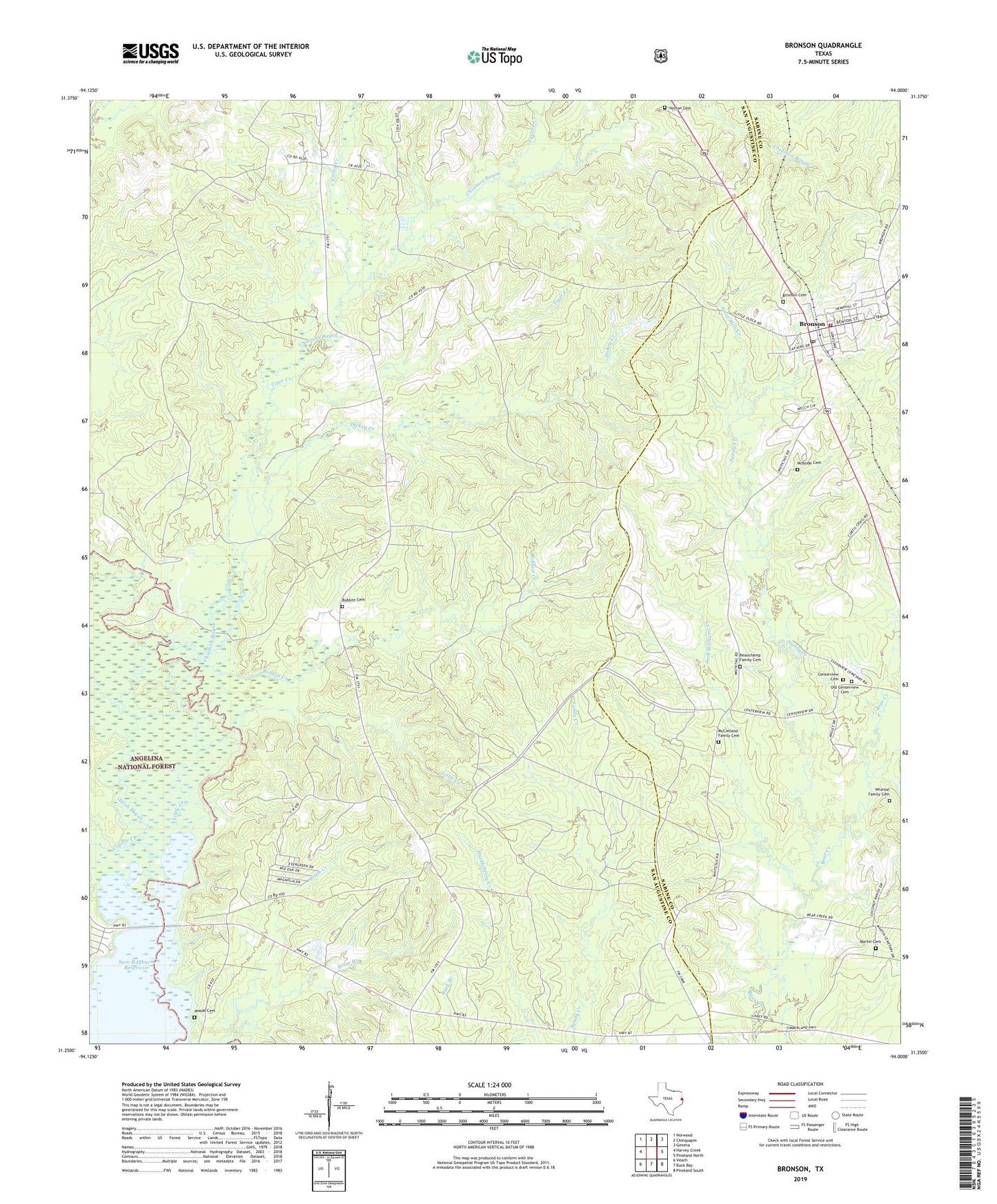 Bronson Texas US Topo Map Image