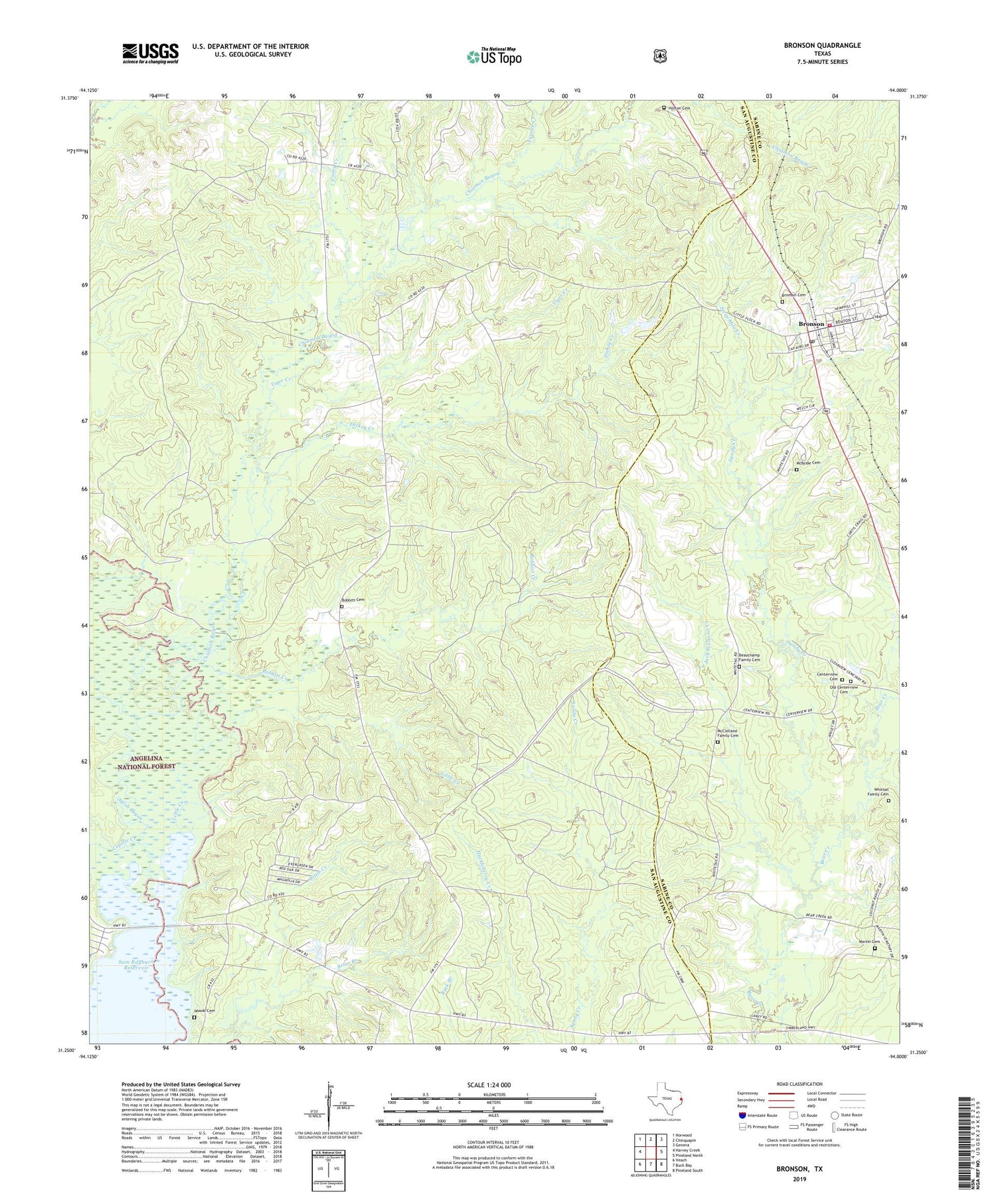 Bronson Texas US Topo Map Image