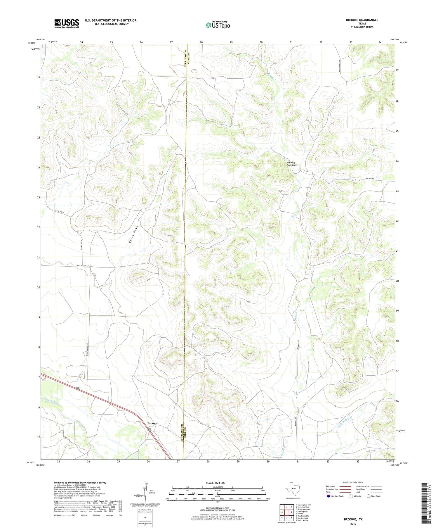 Broome Texas US Topo Map Image