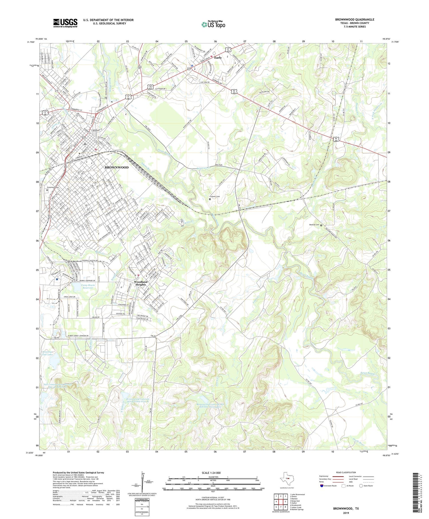 Brownwood Texas US Topo Map Image