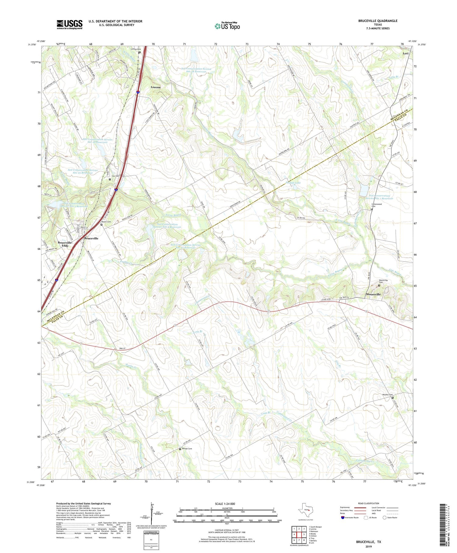 Bruceville Texas US Topo Map Image
