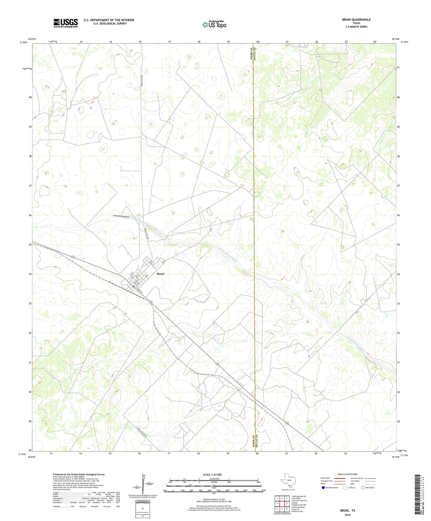 Bruni Texas US Topo Map Image