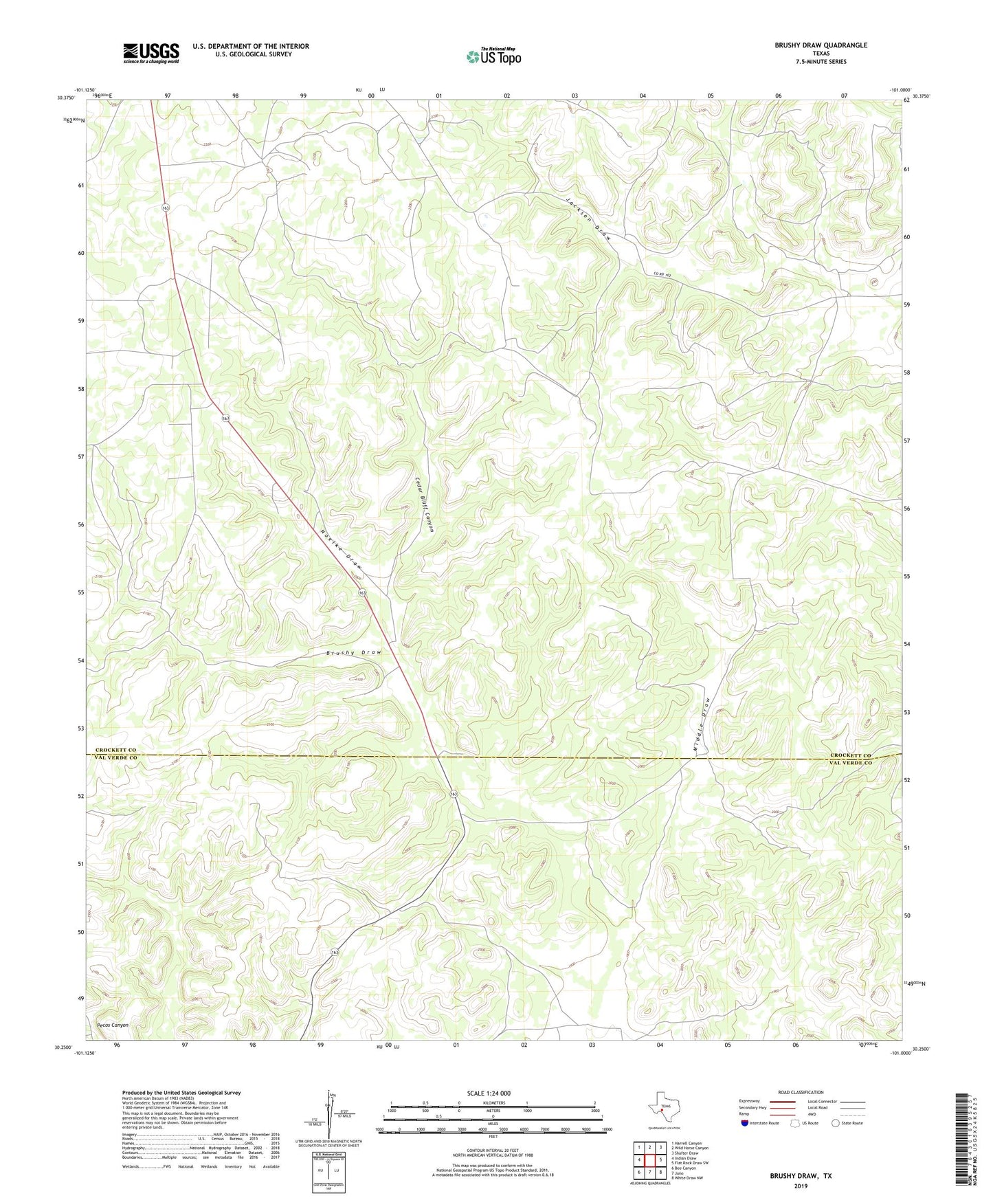 Brushy Draw Texas US Topo Map Image