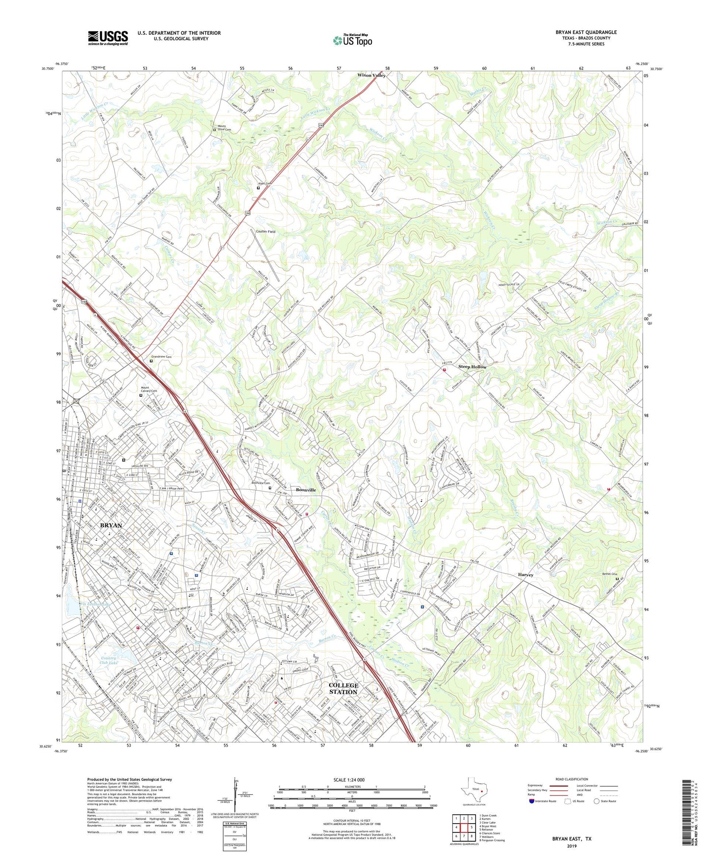 Bryan East Texas US Topo Map Image