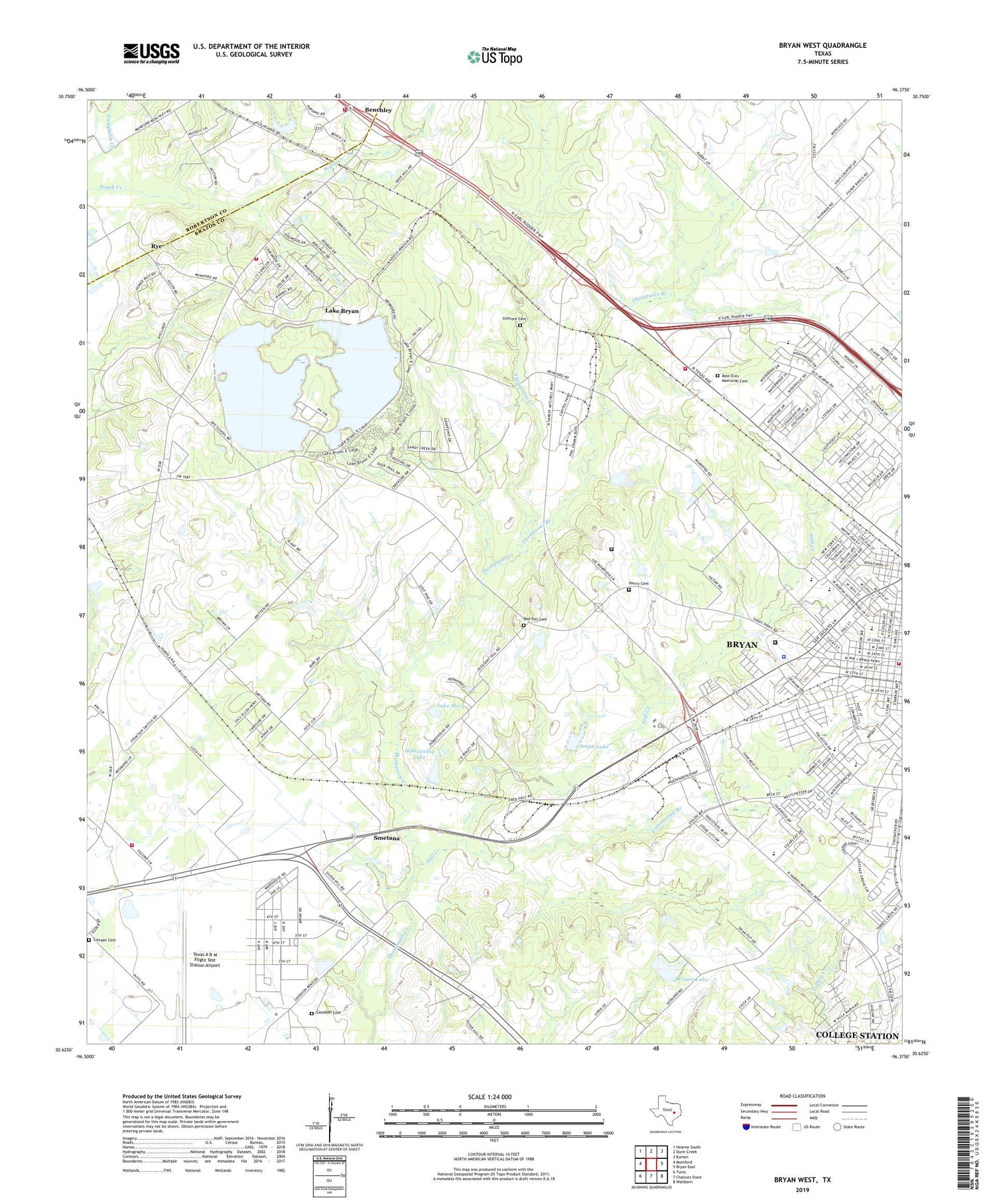 Bryan West Texas US Topo Map Image