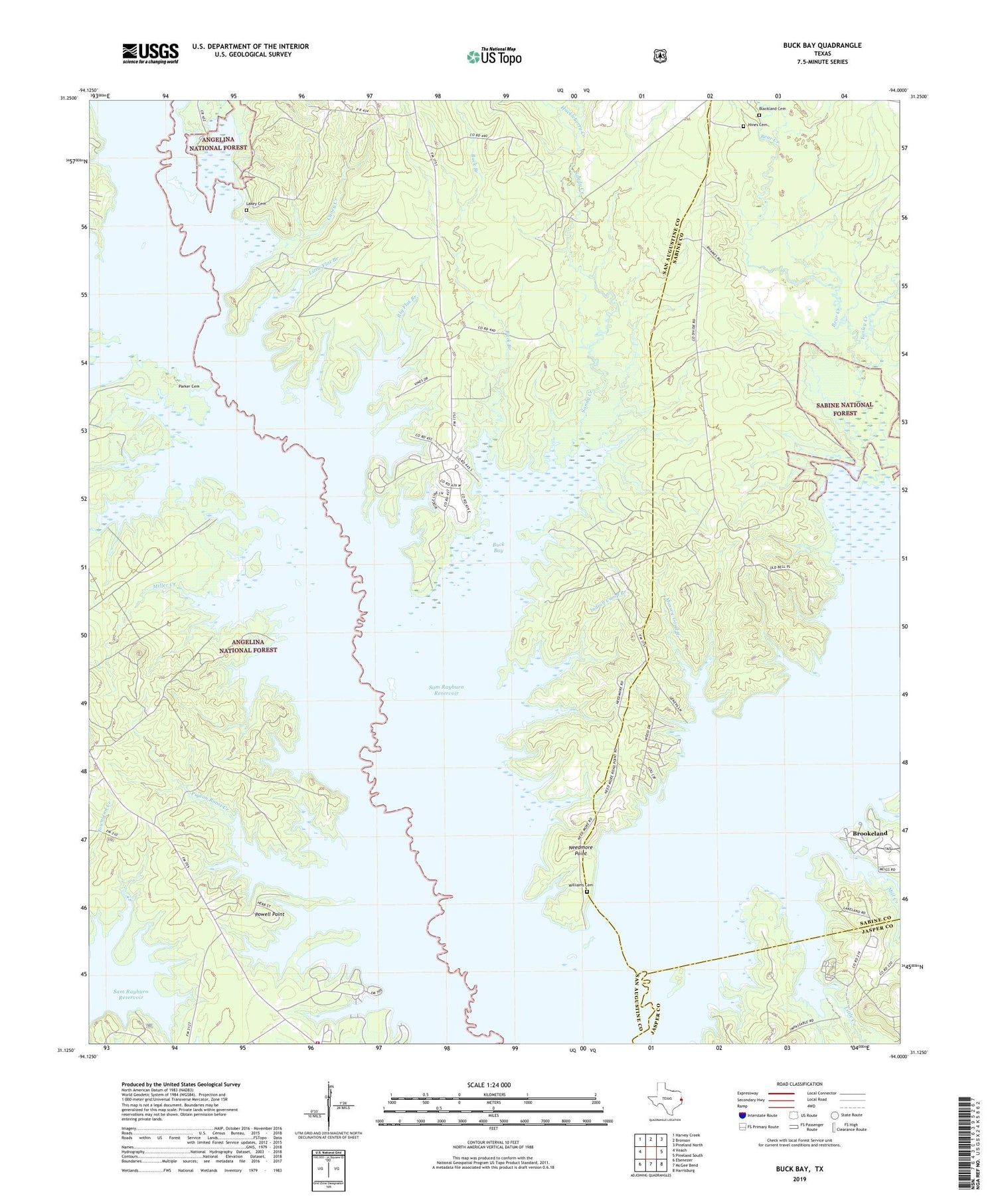 Buck Bay Texas US Topo Map Image